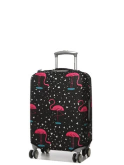 Housse De Valise Periea Black With Pink Flamingos S