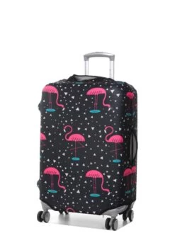 Housse De Valise Periea Black With Pink Flamingos M